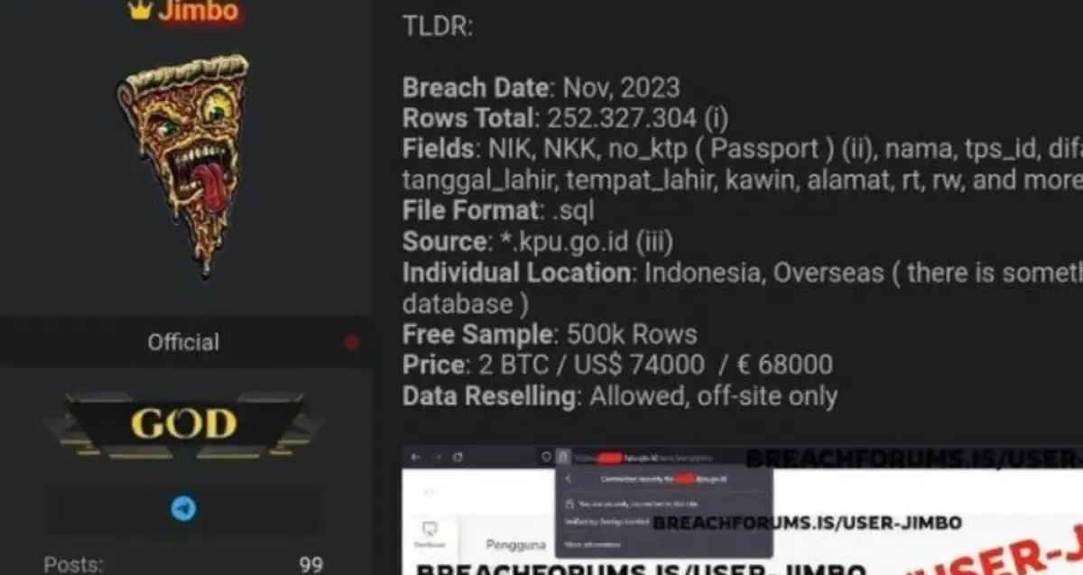 Data KPU bocor diretas (Sumber : Tangkapan layar YouTube KompasTV)