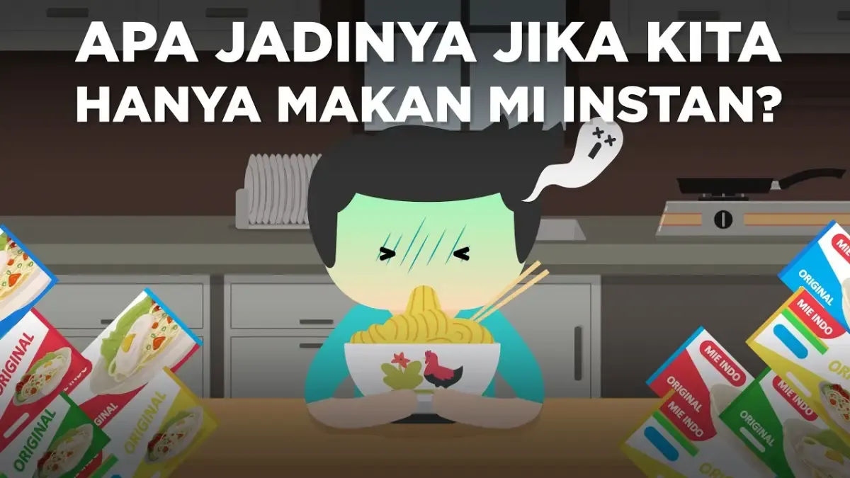 Apa yang sebenarnya yang terjadi jika kita hanya mengonsumsi mie instan saja setiap hari? (Sumber: Tangkapan Layar Youtube Kok Bisa?)
