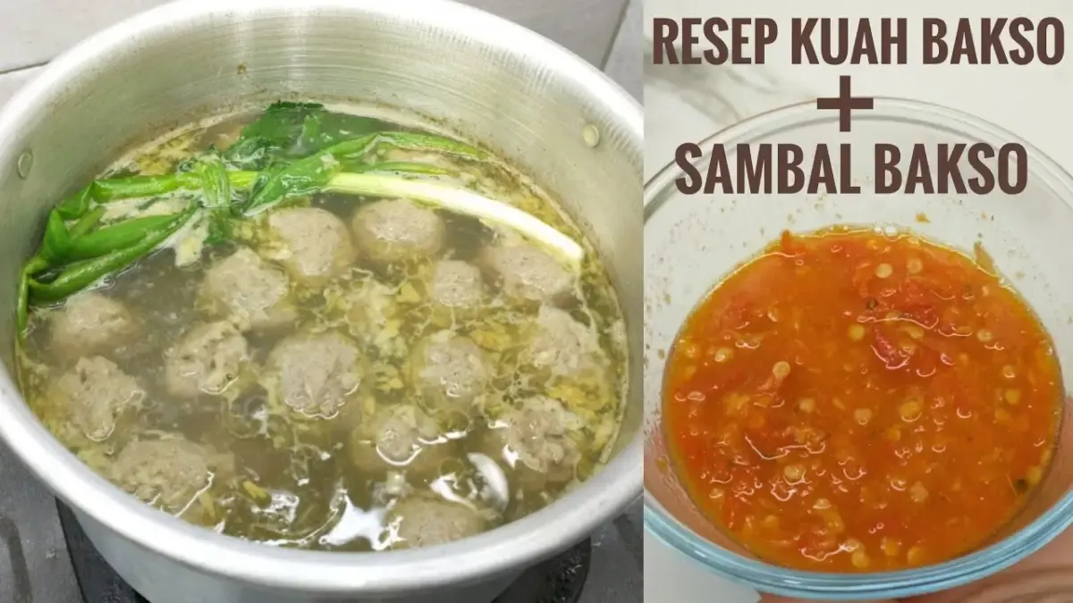 Resep kuah bakso dan sambal bakso (Sumber : YouTube/CR COOK)