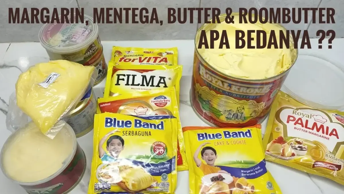 Perbedaan Margarine, mentega,  butter dan Roombutter (Sumber : YouTube/CR COOK)