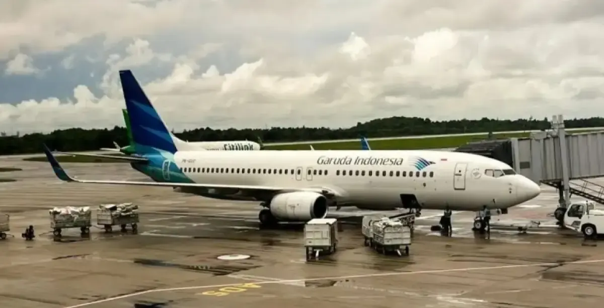 Ilustrasi - Pesawat Garuda Indonesia di Bandar Udara Internasional Hang Nadim, Batam, Kepulauan Riau. (Sumber: Antara)