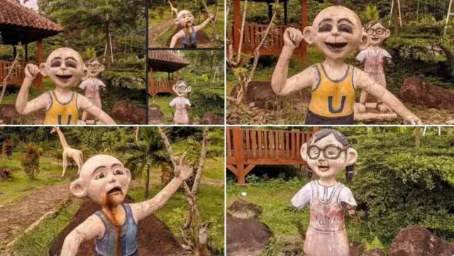 Merinding! Patung Upin Ipin di Objek Wisata Tirta Assyifa Jadi Penampakan Serem