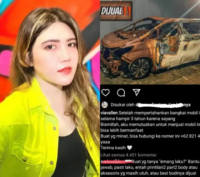 3 Tahun Tak Tersentuh, Via Vallen Jual Bangkai Mobil Alphard yang Dibakar Penggemar