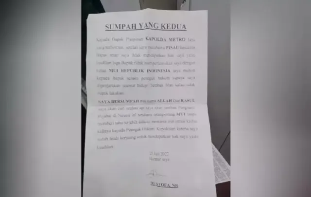 Surat Ancaman Penembak di Kantor MUI Dibuat 22 Juli 2022: Saya Akan Tembak Penguasa