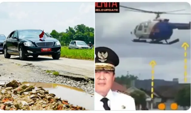 Presiden Tinjau Jalan di Lampung Naik Mobil, Gubernur Lampung Pakai Helikopter. Komentar Netizen Pedes Banget