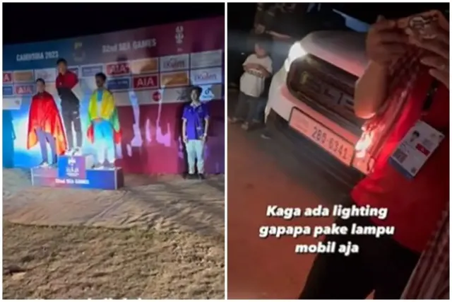 SEA Games 2023: Pengalungan Medali Tak Ada Lampu, Lampu Mobil jadi Solusi