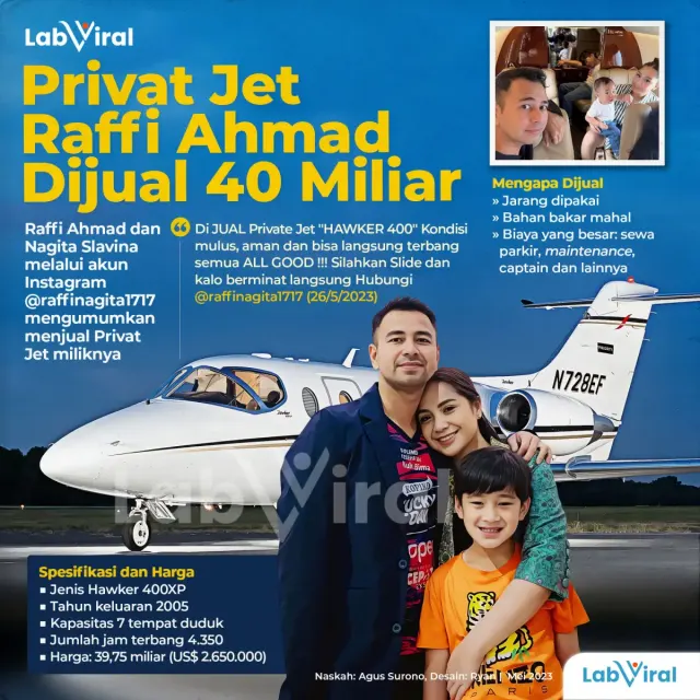 Privat Jet Raffi Ahmad Dijual 40 Miliar