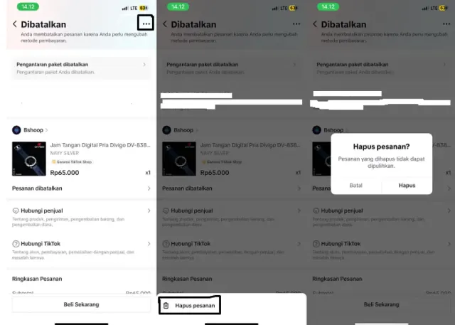 Cara Menghapus Riwayat Pesanan TikTok Shop yang Dibatalkan