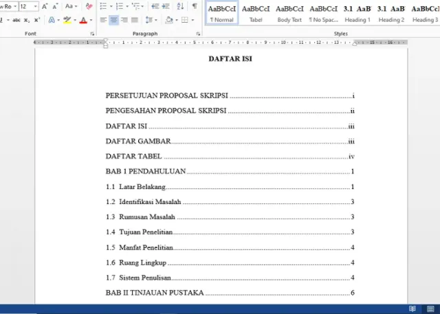 Cara Membuat Daftar Isi Otomatis di Microsoft Word untuk Skripsi yang Mudah, Cepat dan Rapi