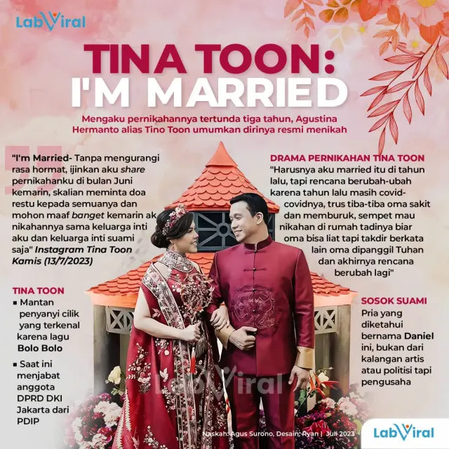 Sempat Tertunda Tiga Tahun, Akirnya Tina Toon Menikah dengan Deniel Tunangannya