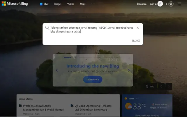 Begini Cara dan Contoh Perintah Mencari Jurnal untuk Skripsi dengan Bing AI