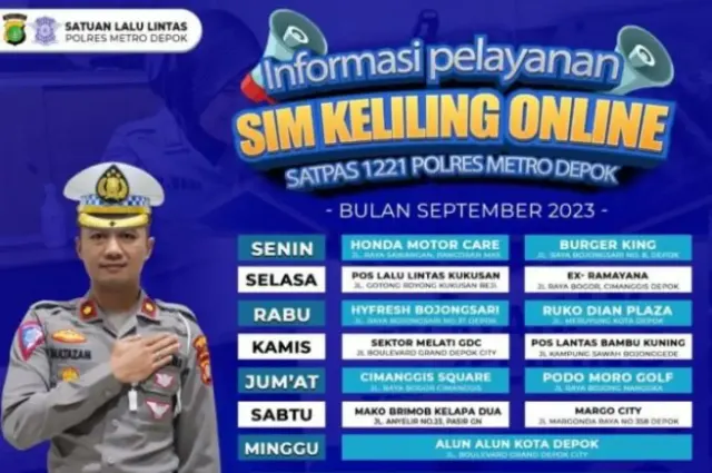 Hanya 2 Tempat, Ini Jadwal dan Lokasi Layanan SIM Keliling Depok Hari Ini, 9 September 2023