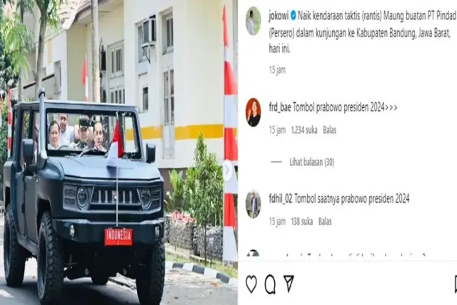 Menhan Prabowo Sopiri Presiden Jokowi Naik Mobil Maung Produksi Pindad
