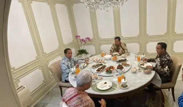 Momen Akrab Presiden Jokowi Makan Siang Bareng Anies, Ganjar dan Prabowo di Istana Negara