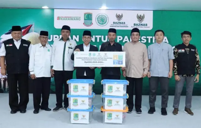 BAZNAS Karawang Salurkan Rp690 Juta Infak Palestina Lewat BAZNAS RI