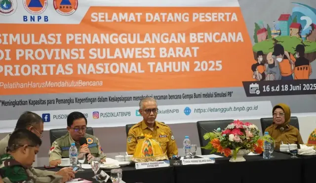 BNPB Gelar Simulasi Penanganan Gempa di Sulawesi Barat untuk Tingkatkan Kesiapsiagaan Daerah